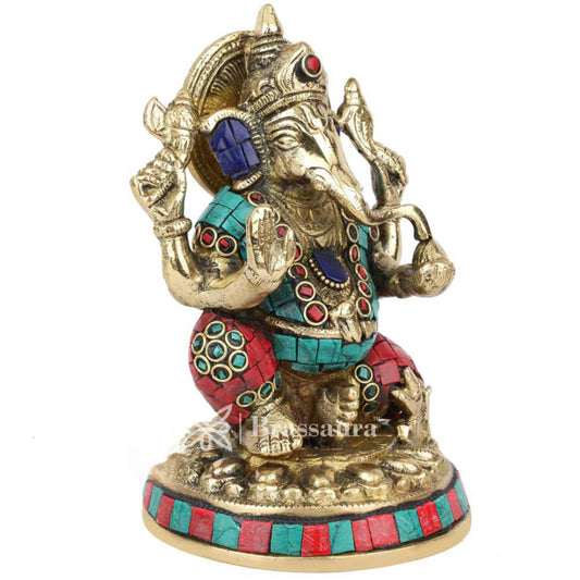 Brass Ganesha Statue For Home Decor And Gift Item Weight 1.6 Kg And Height 6.5 Inch