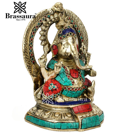 Brass Ganesha Statue For Home Decor And Gift Item Weight 2.4 Kg And Height 9 Inch