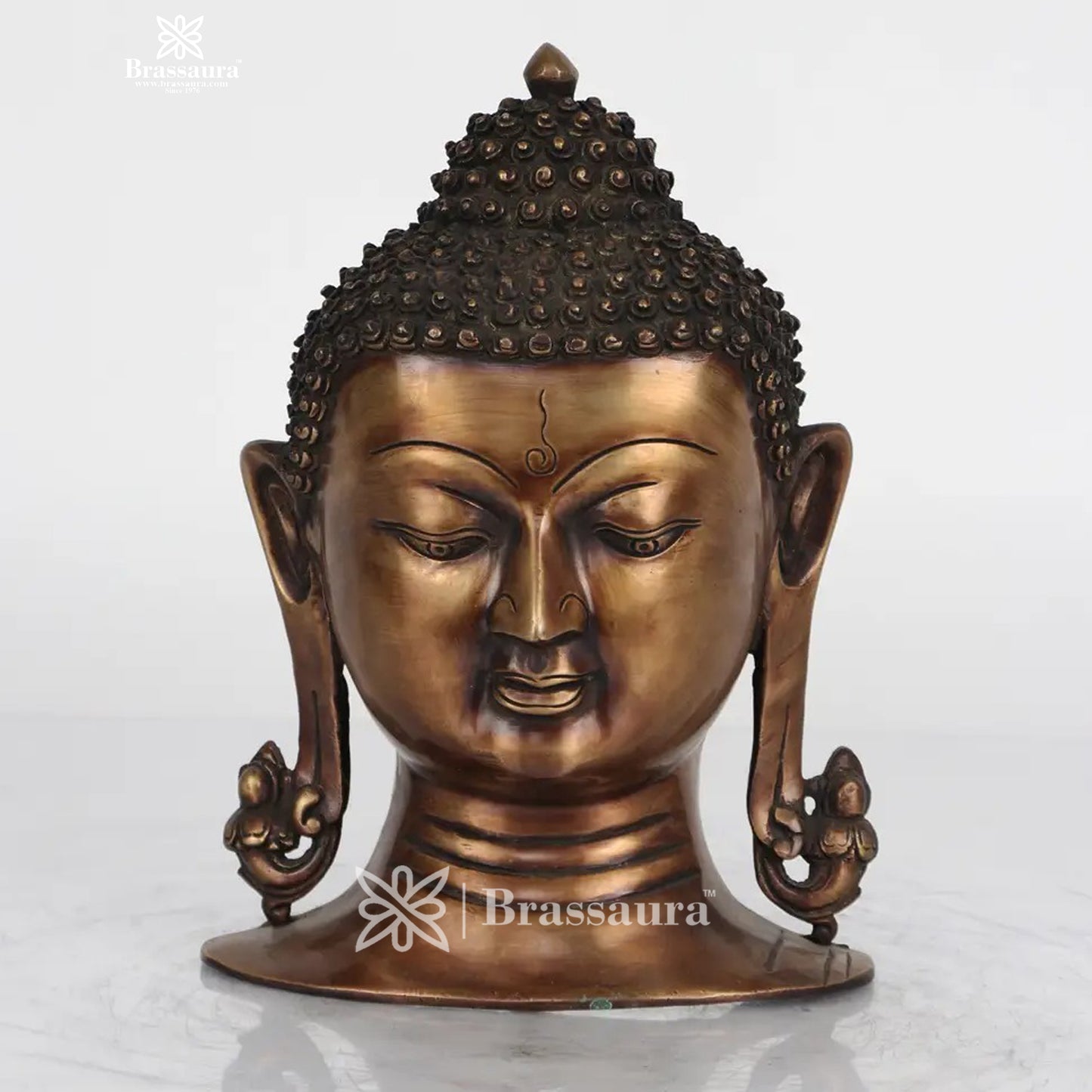 Brass Big Buddha statue for home and decor and gift Item weight 3.1 kg Height 11 inch
