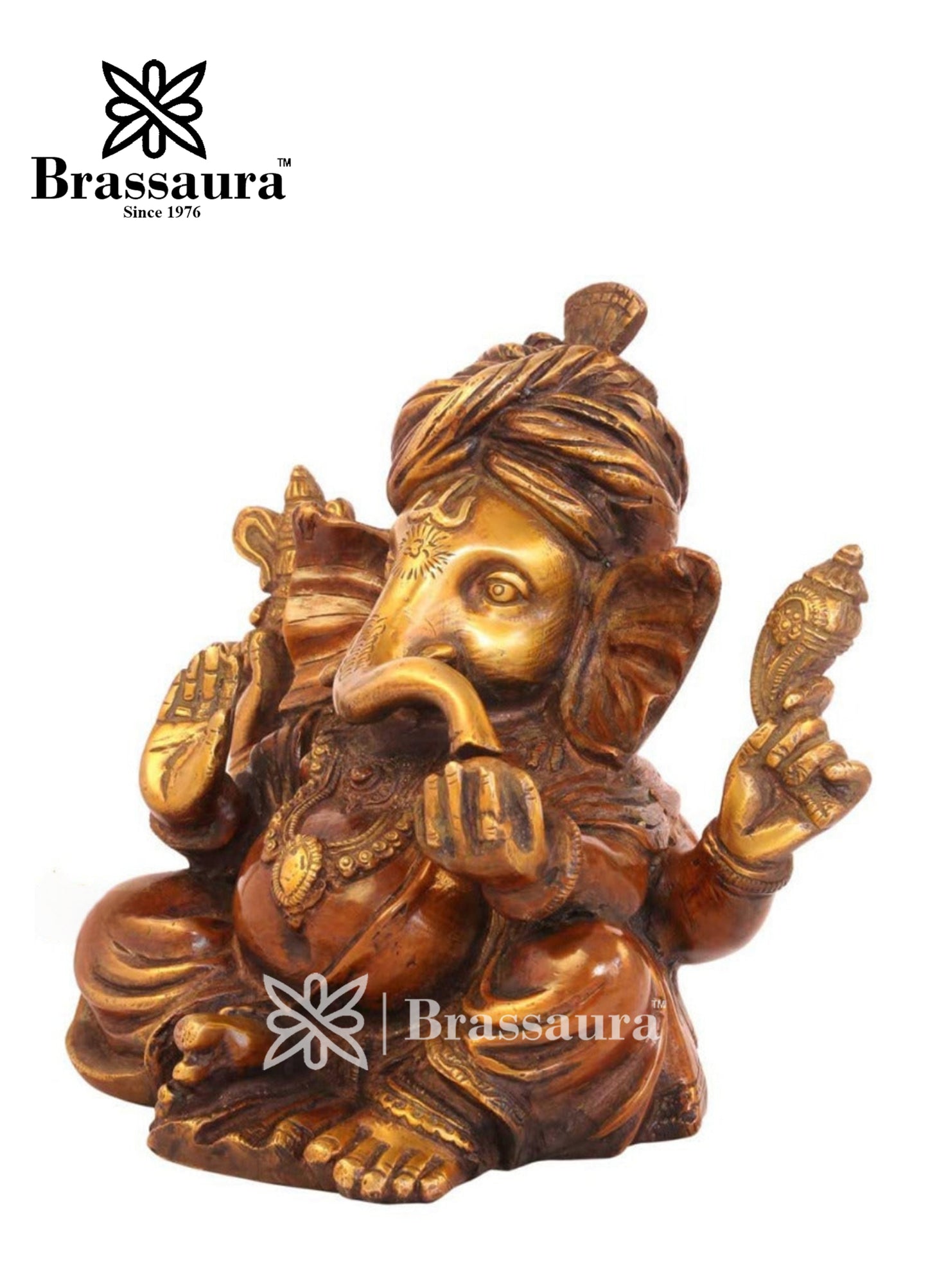 Brass Ganesha Statue For Home Decor And Gift Item Weight 3.5 Kg And Height 7 Inch