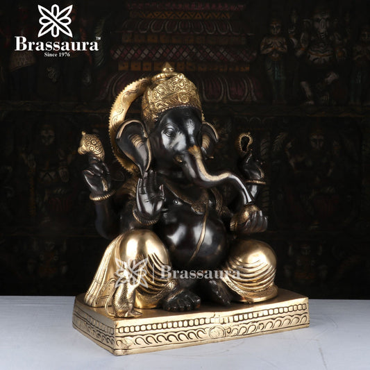 Brass Ganesha Statue For Home Decor And Gift Items Weight 36.4 Kg And Height 21 Inches