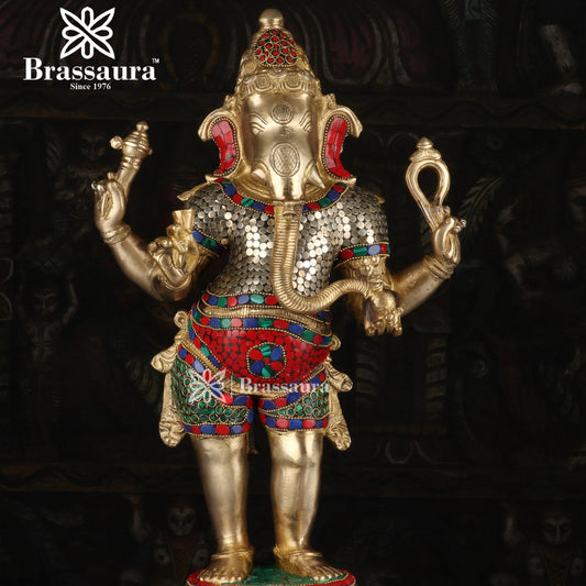 Brass Ganesha Statue For Home Decor And Gift Items Weight 11 Kg And Height 18 Inches