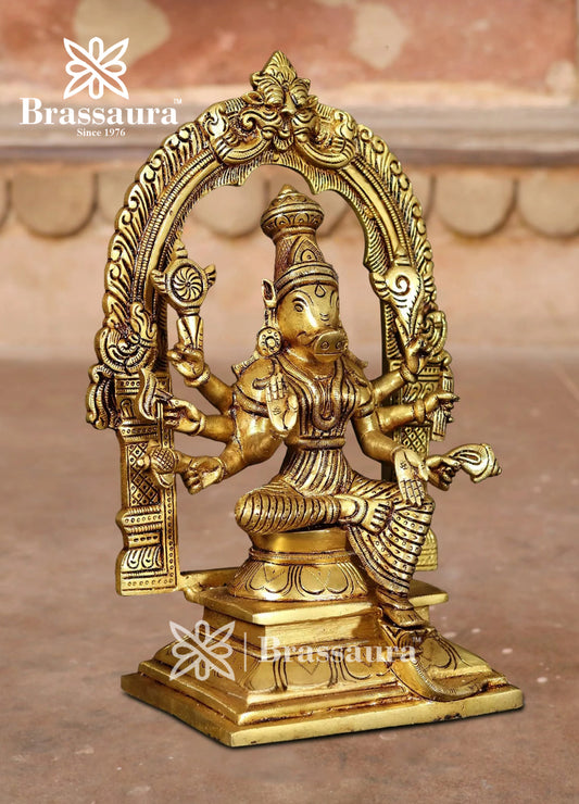 Estátua de Latão Varahi Brassaura™ – Altura 15,24 cm e Peso 1,1 kg | Decoração Religiosa e Cultural para Casa