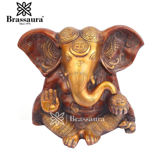 Brassaura™ Ornate Brass Ganesha for Auspicious Home Décor | Height 5 Inches & Weight 1.5 Kgs
