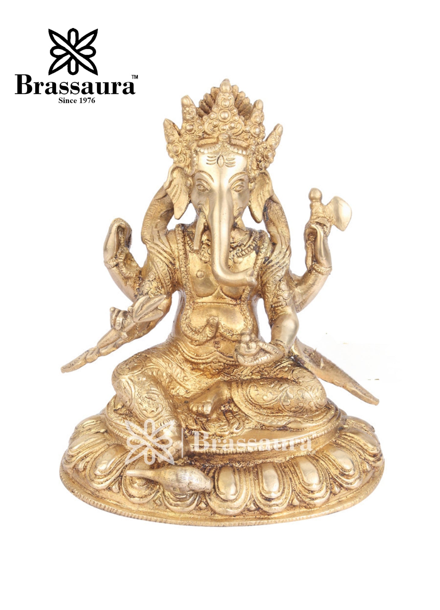 Brass Ganesha Statue For Home Decor And Gift Item Weight 2.5 Kg And Height 8 Inch