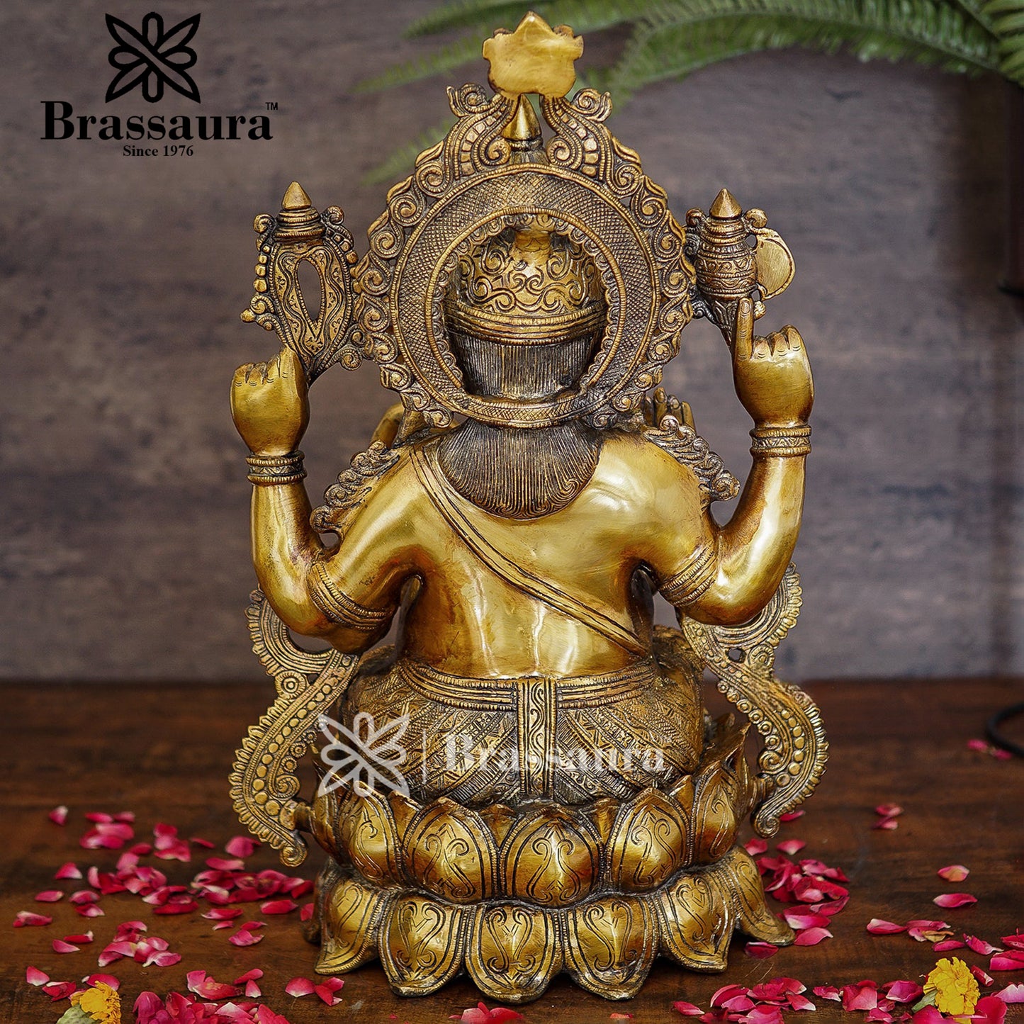 Brassaura™ Brass Jewellery Ganesha Idol for Home and Decor | Weight 23 Kgs | Height 22 Inches