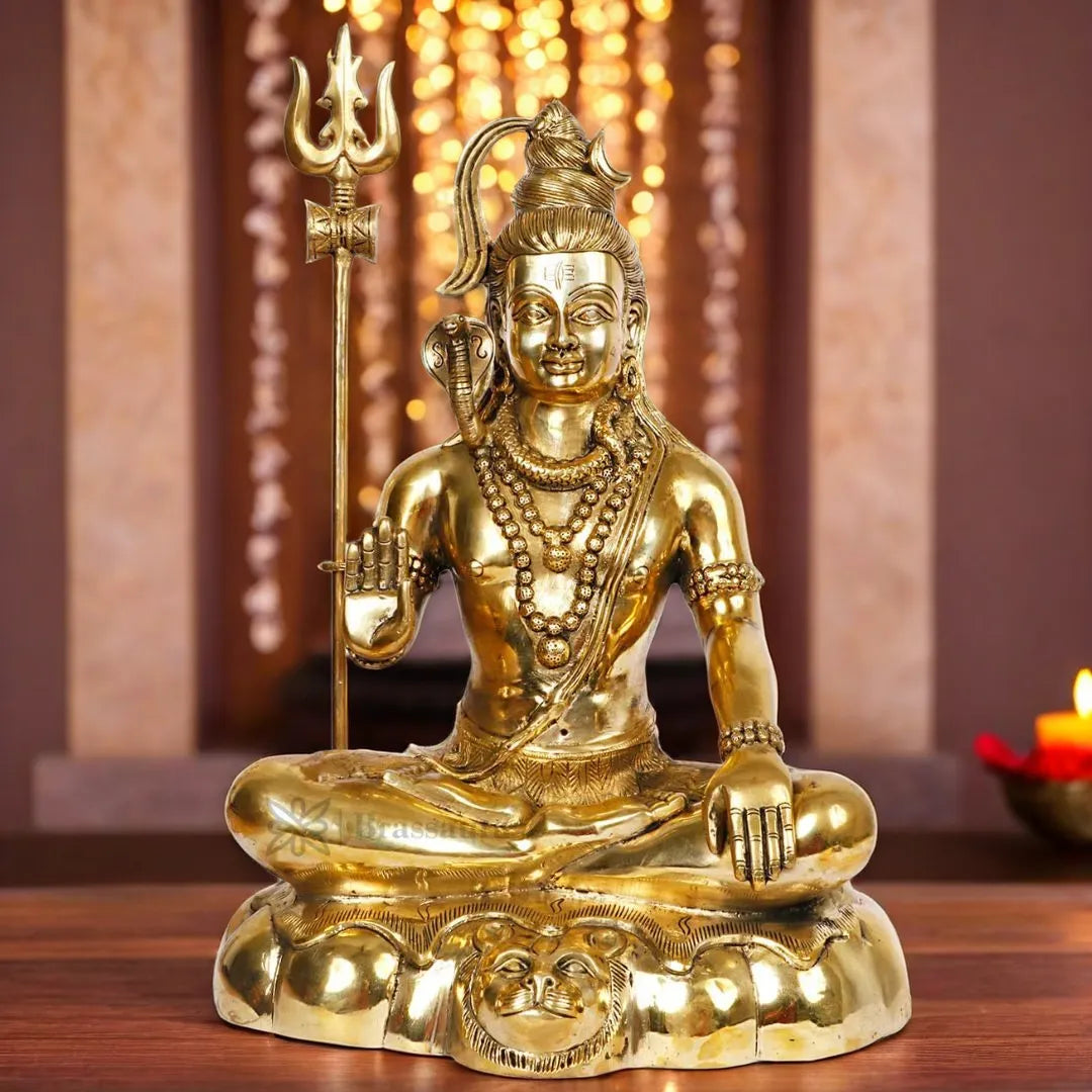 Brassaura™ Premium Brass Lord Shiva Idol – Height 19.2 Inches & Weight 12 Kgs | Spiritual Use