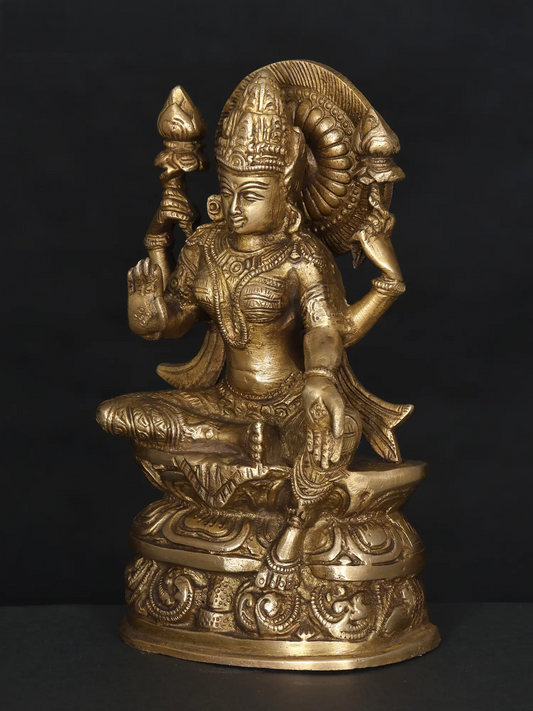 Brassaura® Brass Goddess Lakshmi Statue | Height 8 Inches & Weight 2.08 kg