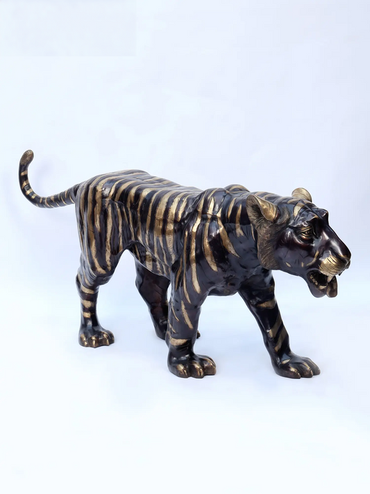 Brassaura® Walking Tiger Brass Sculpture | Pure Brass | Height 27.6 Inches & Weight 93.50 kgs