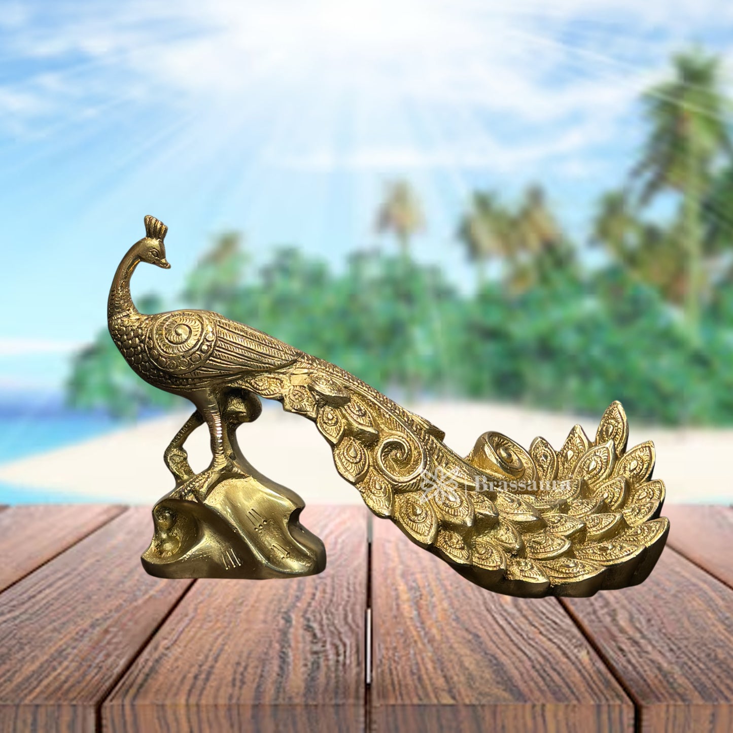 Brass Peacock for Home and Decor Weight 2.6 Kg Height 20 cm