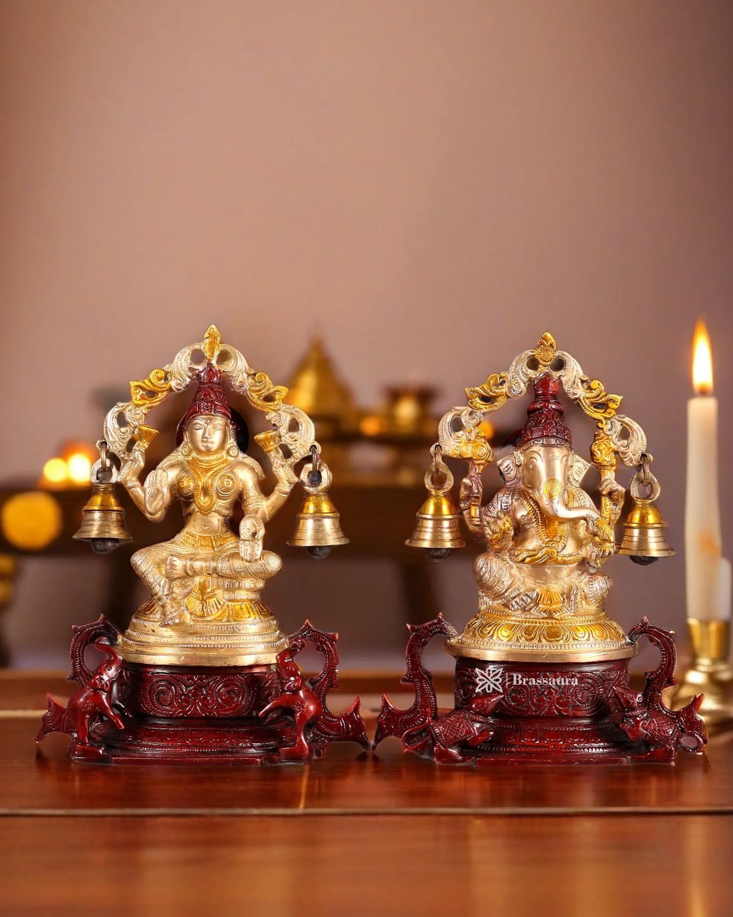 Brass Artistic Lakshmi Ganesh Height 8.2 Inches Weight 4.34 Kgs