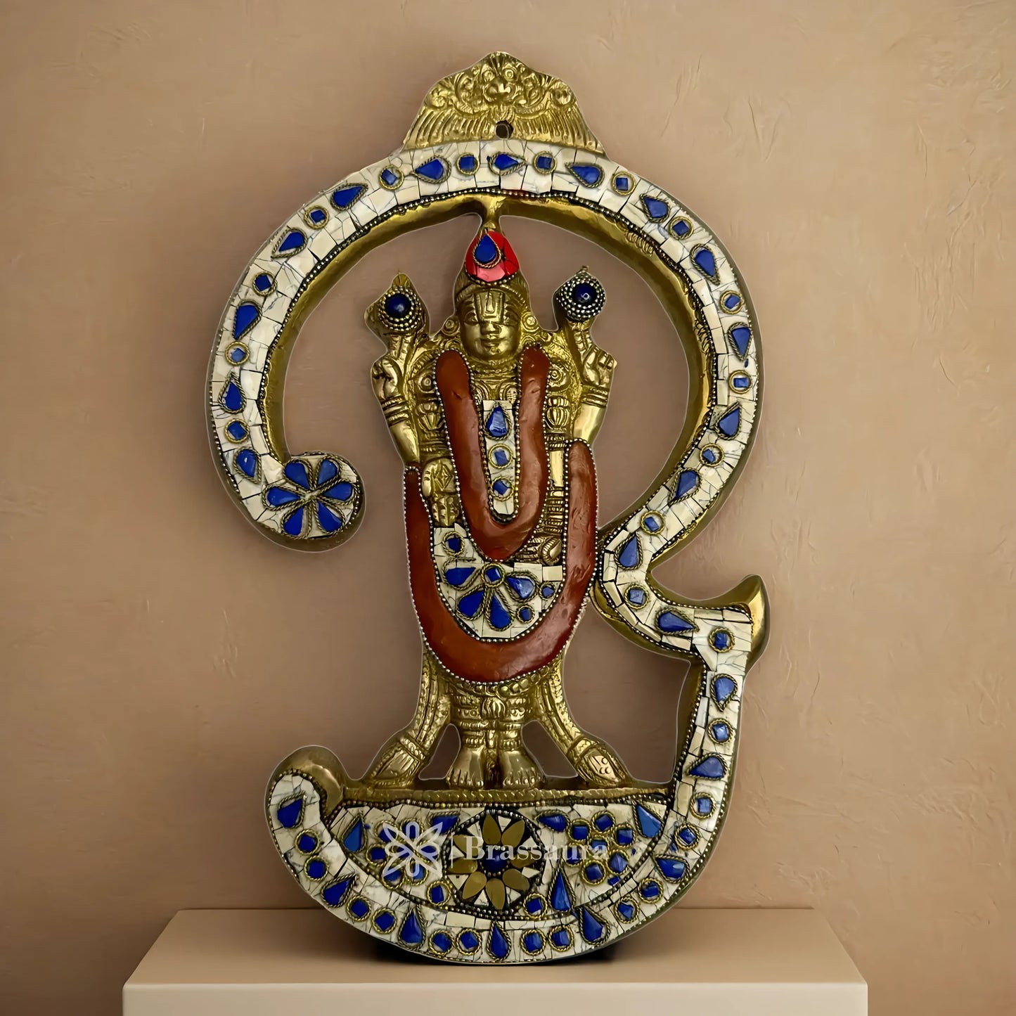 Brass Gem Stone Work Bala Ji Statue Weight 2.08 Kg & Height 12.5 Inch