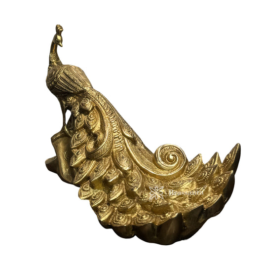 Brassaura® Brass Peacock Showpiece | Handcrafted Decorative Artwork | Height 7.9 Inches & Weight 2.6 Kgs