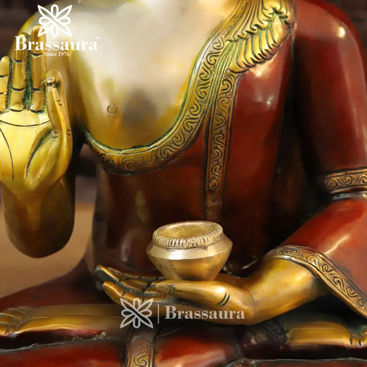 Brass Buddha For Home And Décor Weight 15.86 kg Height 19 Inch