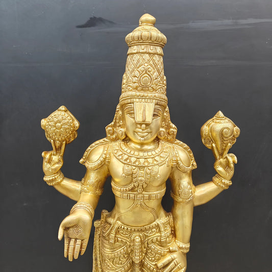 ब्रासोरा® वृंदावन वेणुगोपाल कृष्ण पीतल की प्रतिमा मोर के साथ | एंटीक नीला और सुनहरा रंग | ऊँचाई 20 इंच