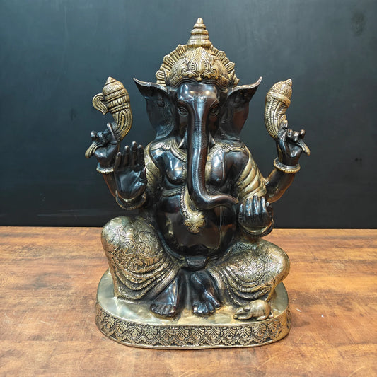 ब्रासोरा® वृंदावन वेणुगोपाल कृष्ण पीतल की प्रतिमा मोर के साथ | एंटीक नीला और सुनहरा रंग | ऊँचाई 20 इंच