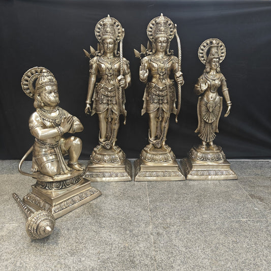 Brassaura® Ram Darbar Brass Statue Set | Divine Family of Lord Rama, Sita, Lakshman & Hanuman | Height 41 Inches & Weight 125 Kgs