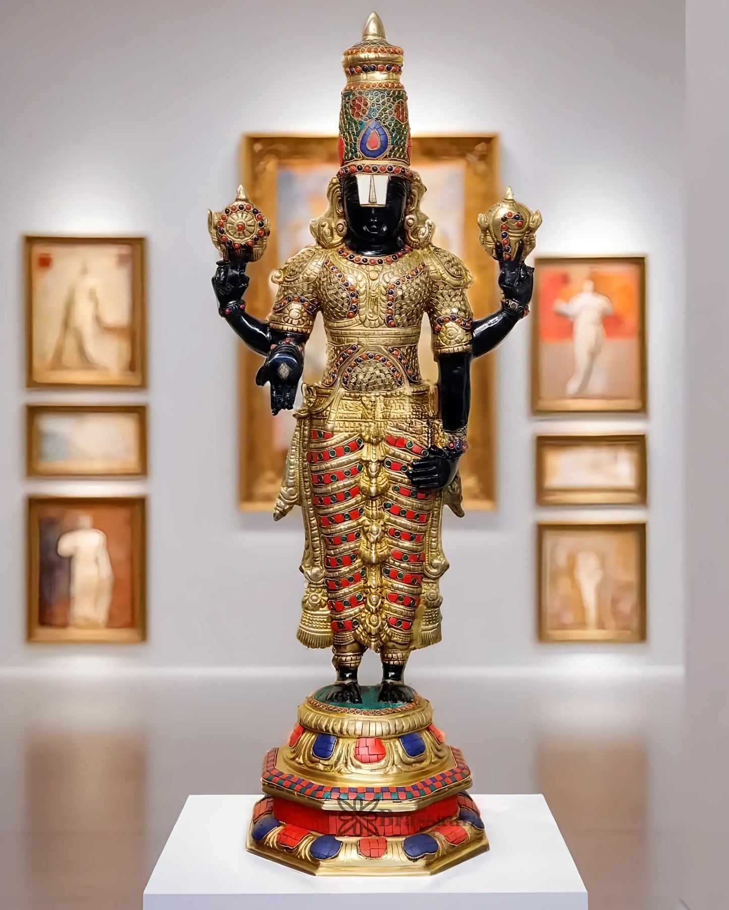 Brassaura™ Pure Brass Tirupati Balaji Idol – 33.5 Inches, 22 Kgs