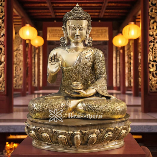 Brass Buddha For Home And Décor Weight 22.78 Kg Height 21 Inch