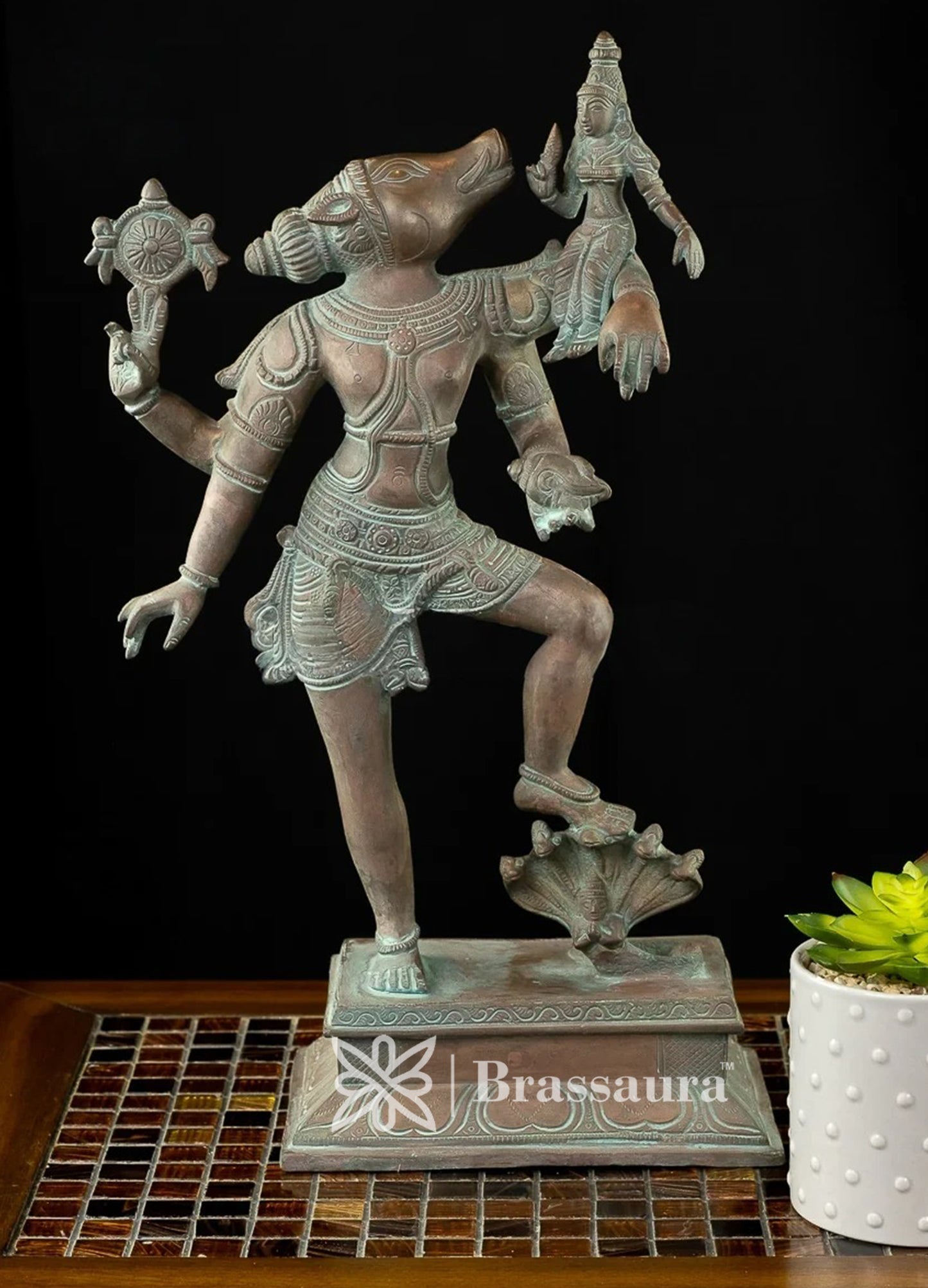 Brass Varah Statue Weight 7.2 Kg And Height 17.5 Inch