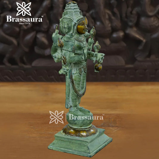 Brassaura™ Brass Brahma Dev Idol – Height 15 Inches & Weight 22.53 Kgs | Traditional Handcrafted Sculpture for Pooja Space