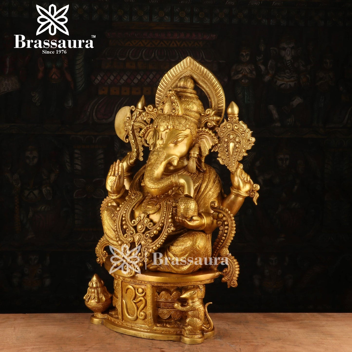 Brassaura™ Brass Jewellery Ganesha Idol for Home and Decor | Weight 29.5 Kgs | Height 23 Inches
