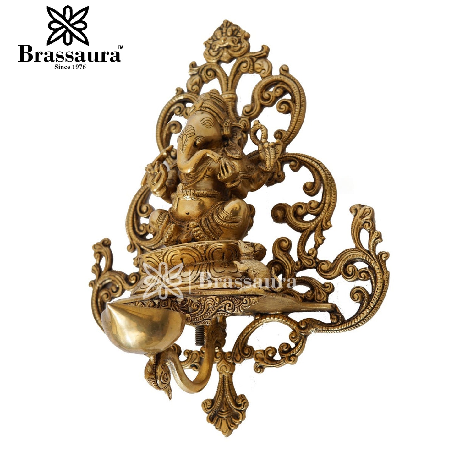 Brass Wall Hanging Ganesha Diya For Home Decor And Gift Item Weight 3.7 Kg And Height 17 Inches