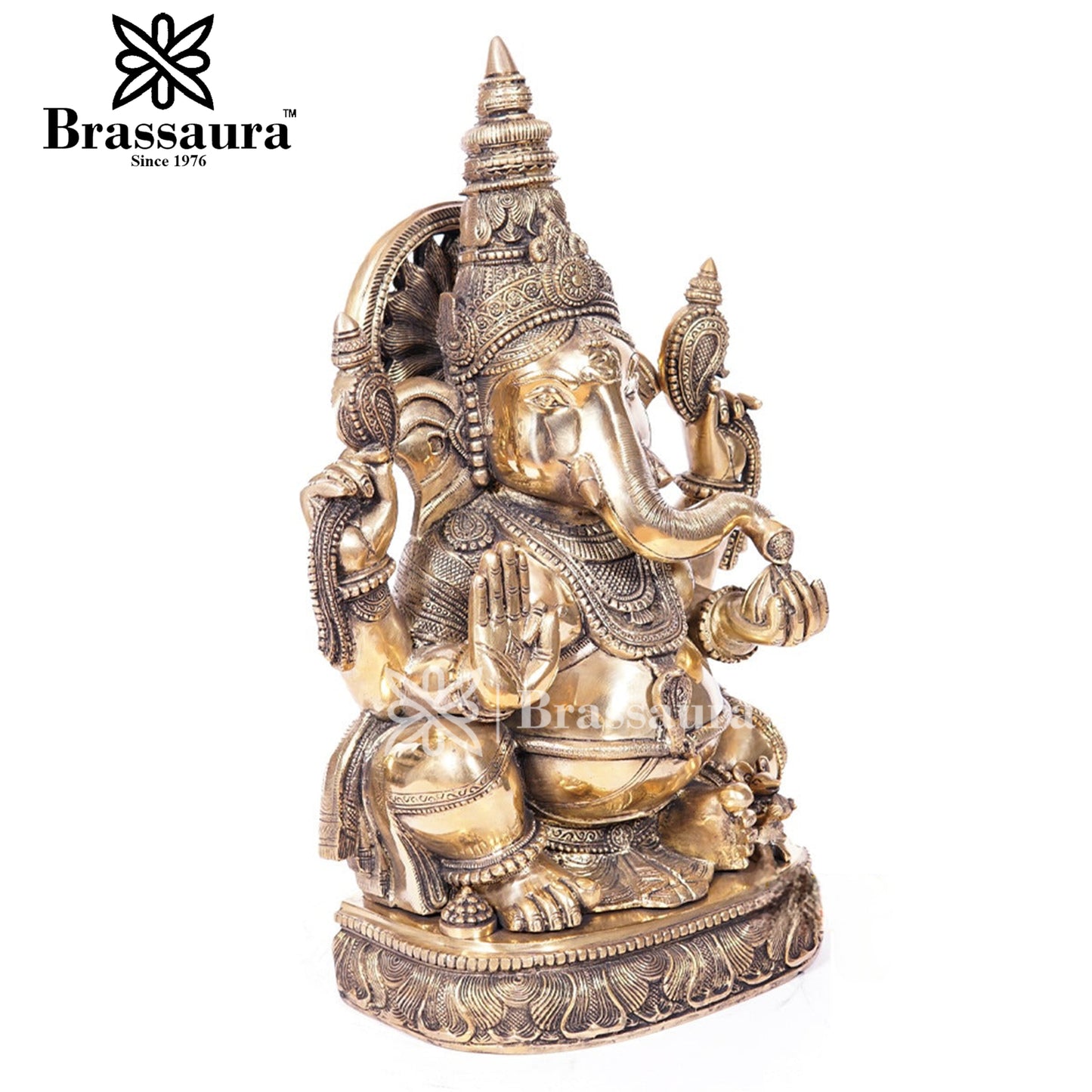 Brassaura™ Brass Ganesha Idol for Home and Decor | Weight 23 Kgs | Height 20 Inches