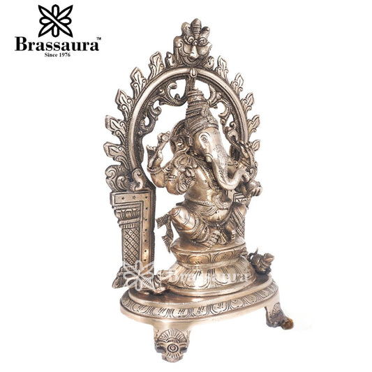 Brass Ganesha Statue For Home Decor And Gift Item Weight 4.3 Kg And Height 12 Inches