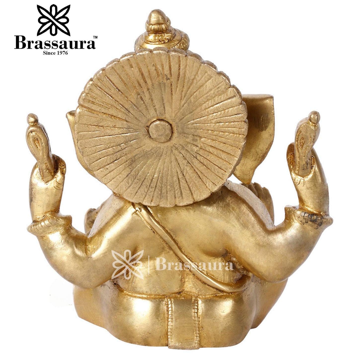 Brassaura™ Brass Ganesha Idol for Home and Decor | Weight 1.6 Kgs | Height 5 Inches