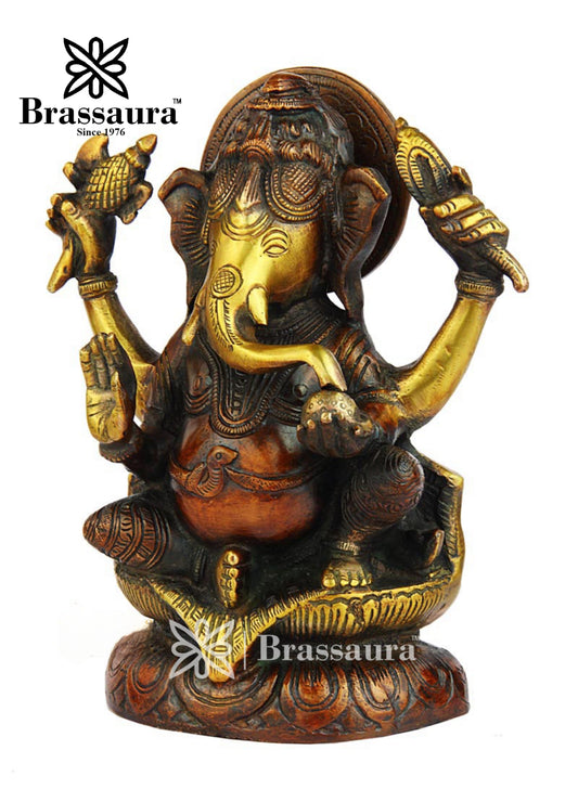 Brass Ganesha Statue For Home Decor Weight 2 Kg And Height 7 Inch