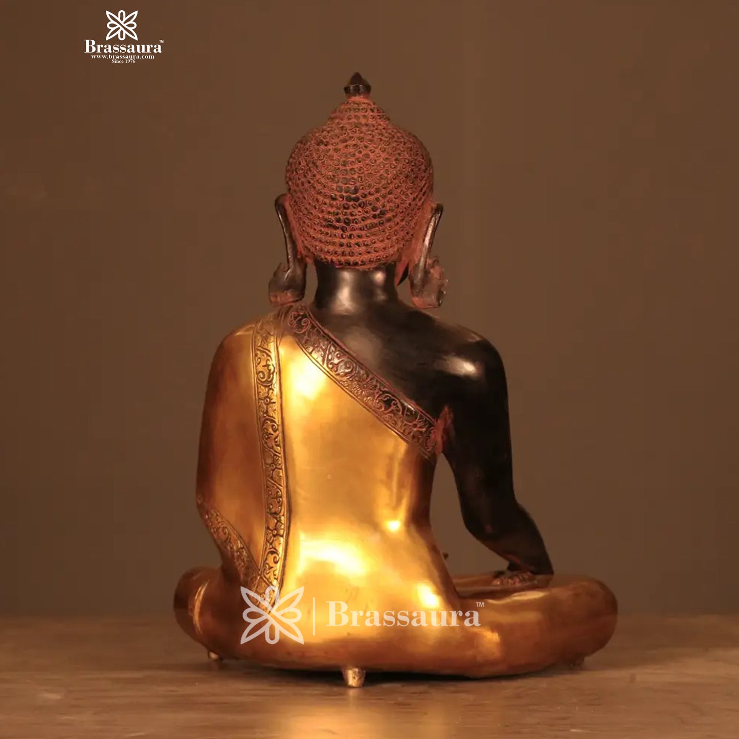 Brass Big Buddha statue for home and decor and gift Item weight 10.5 kg Height 16 inch