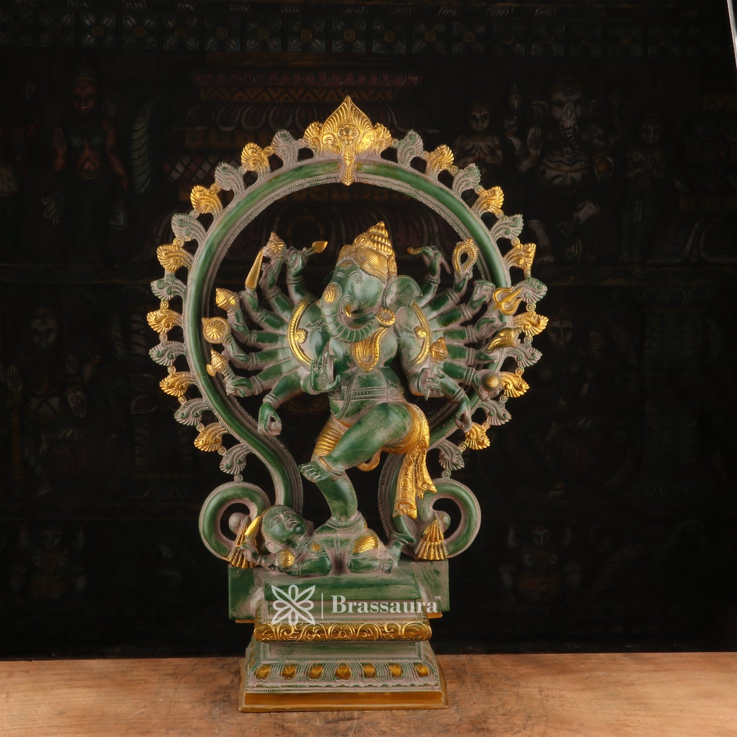 Brassaura™ Brass Dancing Ganesha Idol for Home and Decor | Weight 22 Kgs | Height 25.5 Inches