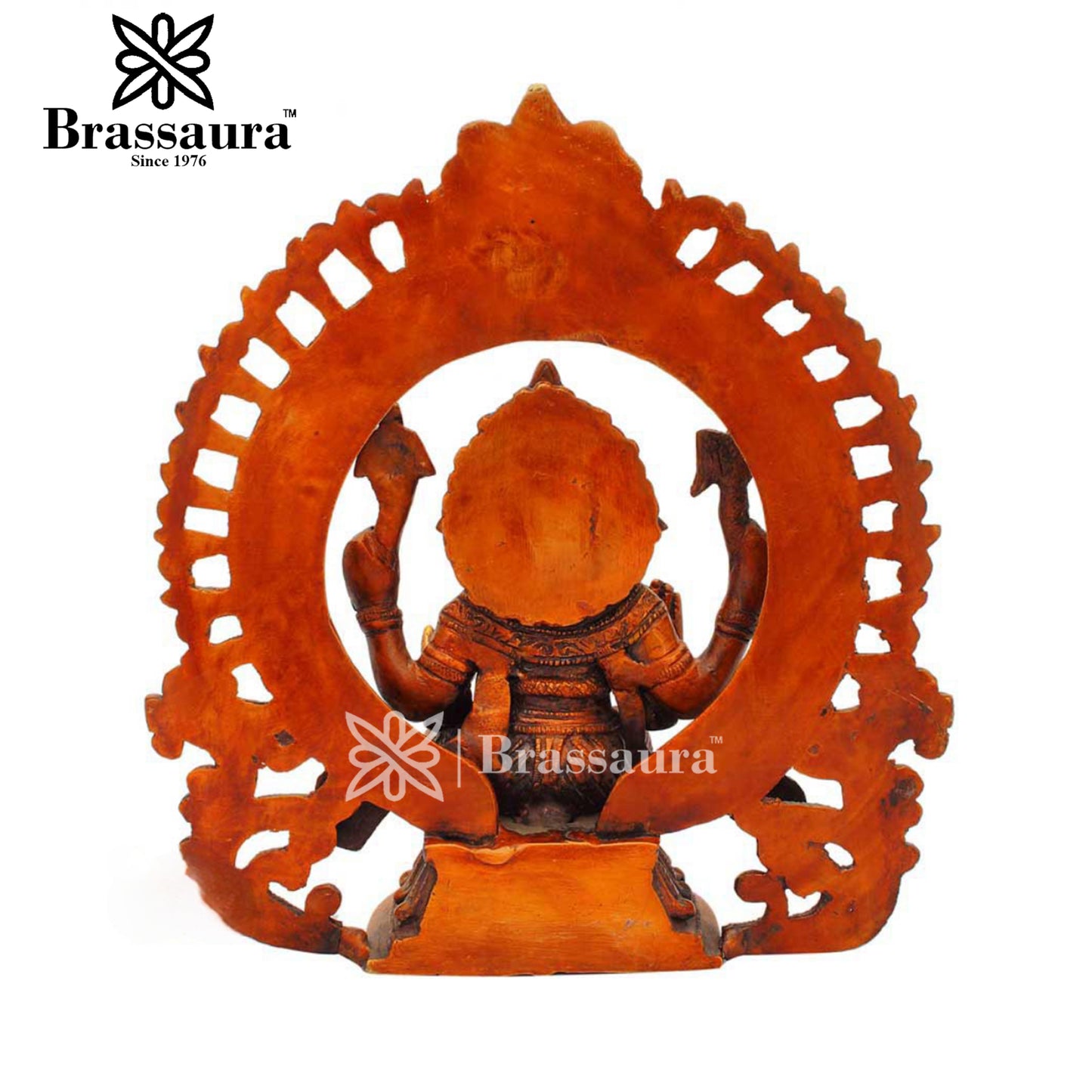 Brass Ring Ganesha Statue For Home Decor Weight 2.6 Kg And Height 9 Inch