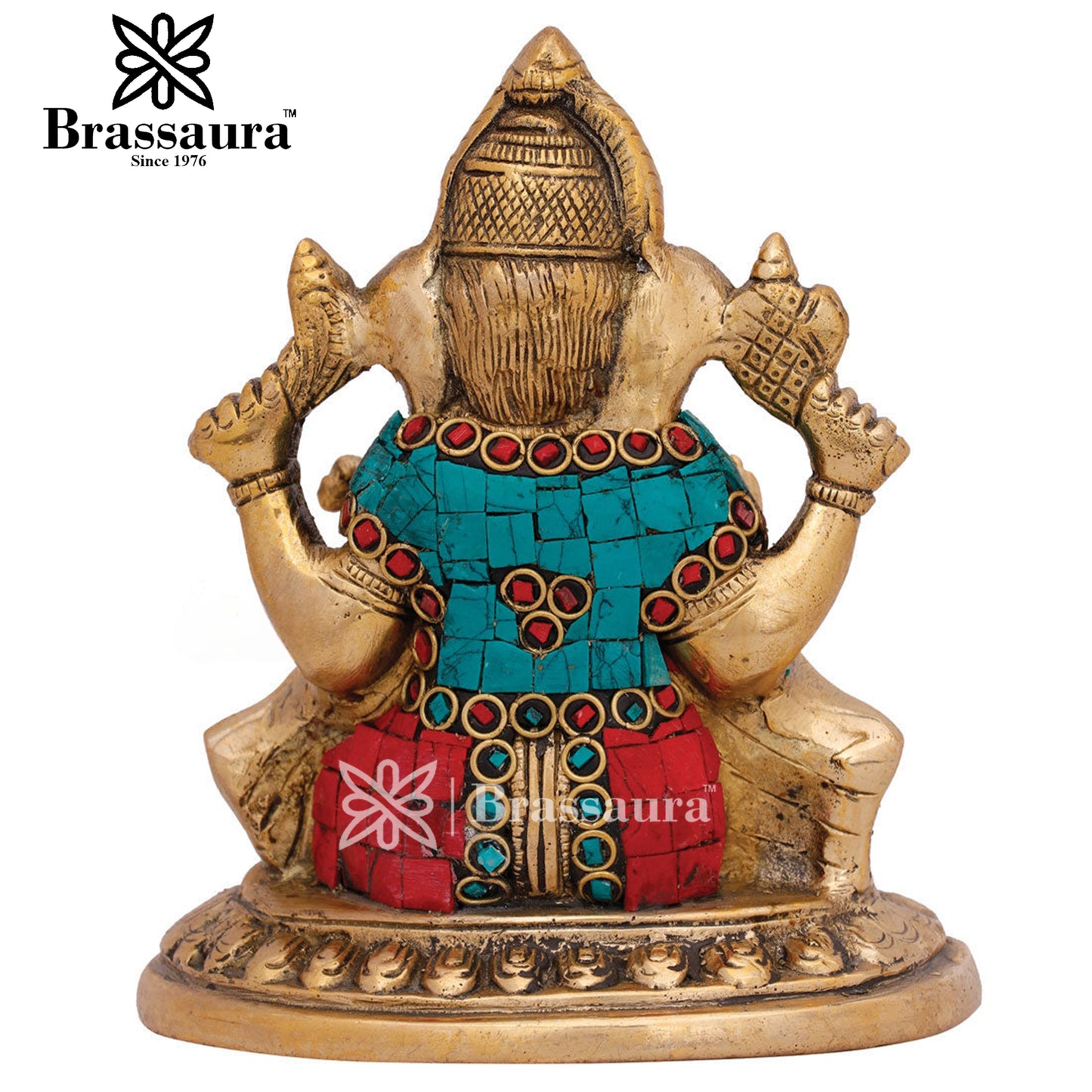 Brass Ganesha Statue For Home Decor And Gift Item Weight 1.3 Kg And Height 6 Inch