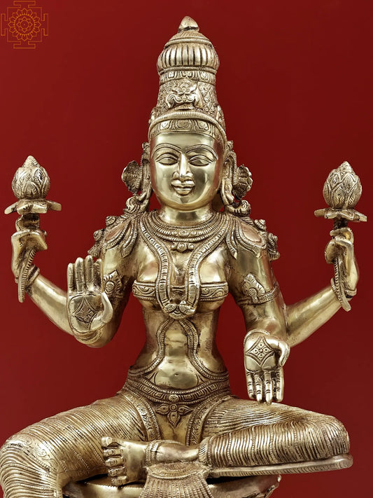 Brassaura® Large Brass Goddess Lakshmi Statue | 23.43 Inches | 25.57 kg