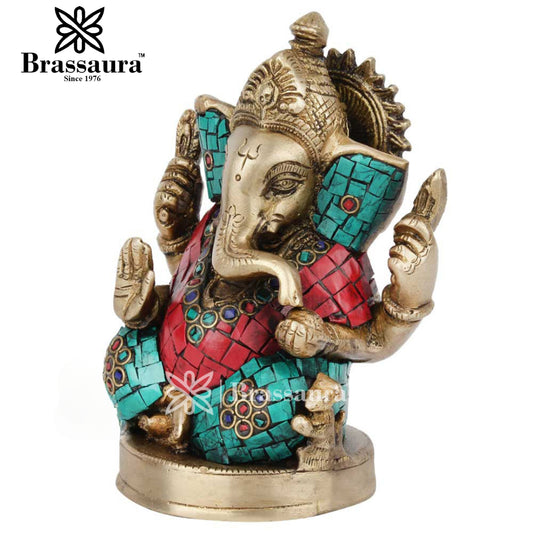 Brassaura™ Brass Ganesha Statue | Handcrafted Vinayaka Idol for Home & Décor | Height 5.5 Inches & Weight 1.3 Kgs