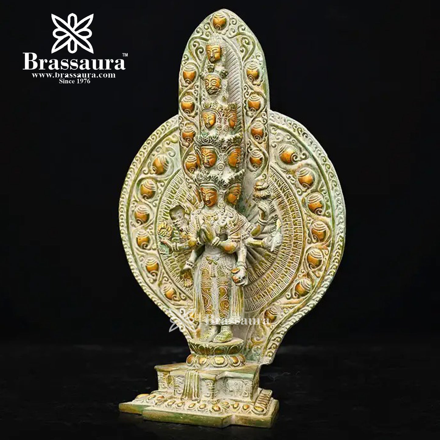 Brass Avlokiteswara For Home Décor And Gift Items Weight 5.36 Kg And Height 14.75 Inches