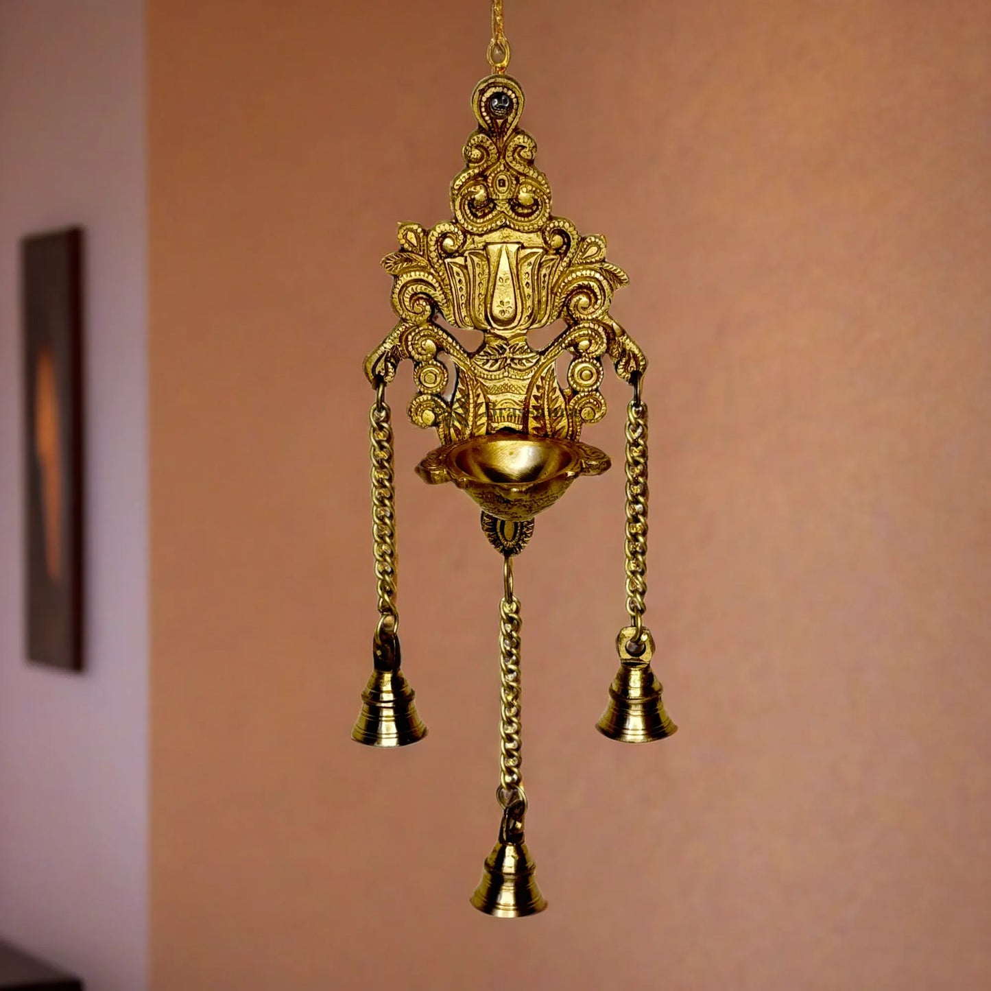 Brass Diya Wall Hanging for Home Weight 0.81 Kg Height 15.7 inch