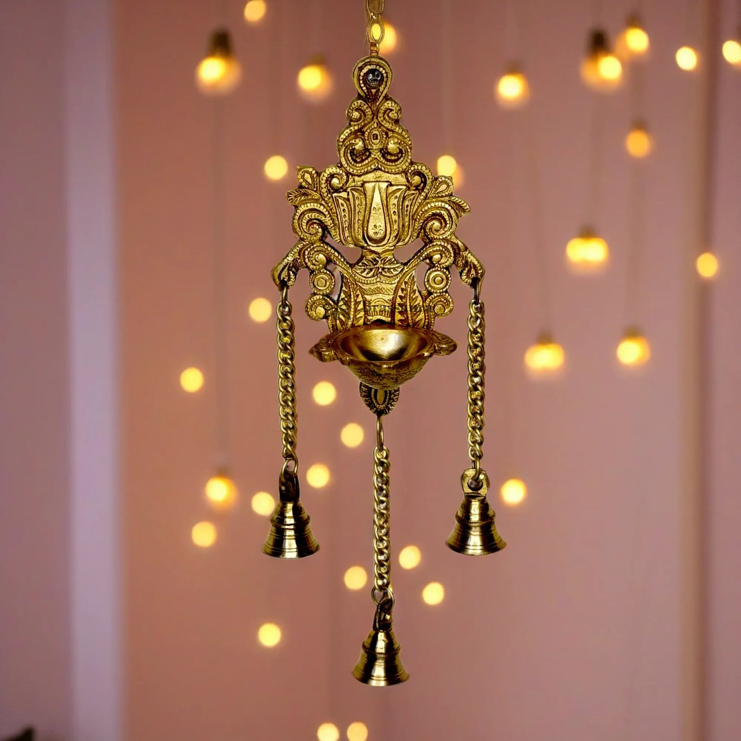 Brass Diya Wall Hanging for Home Weight 0.81 Kg Height 15.7 inch