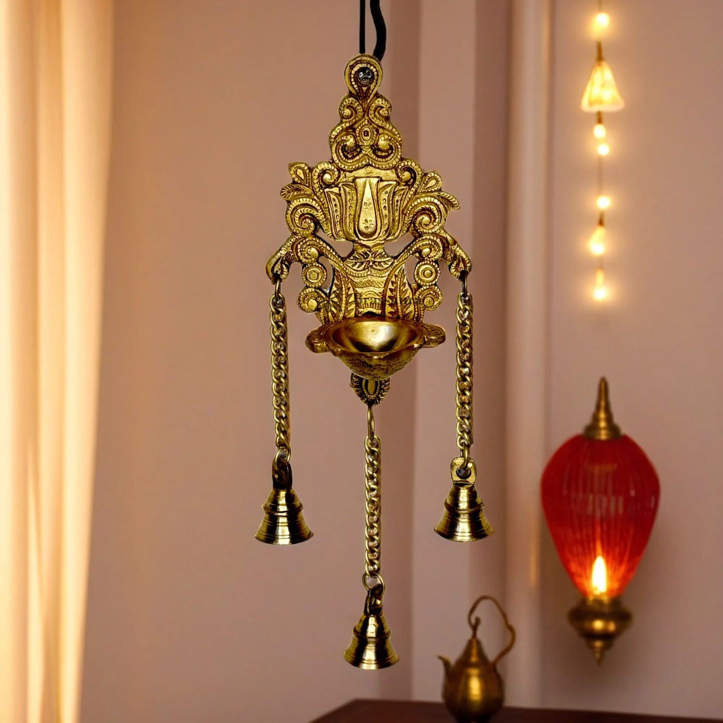 Brass Diya Wall Hanging for Home Weight 0.81 Kg Height 15.7 inch