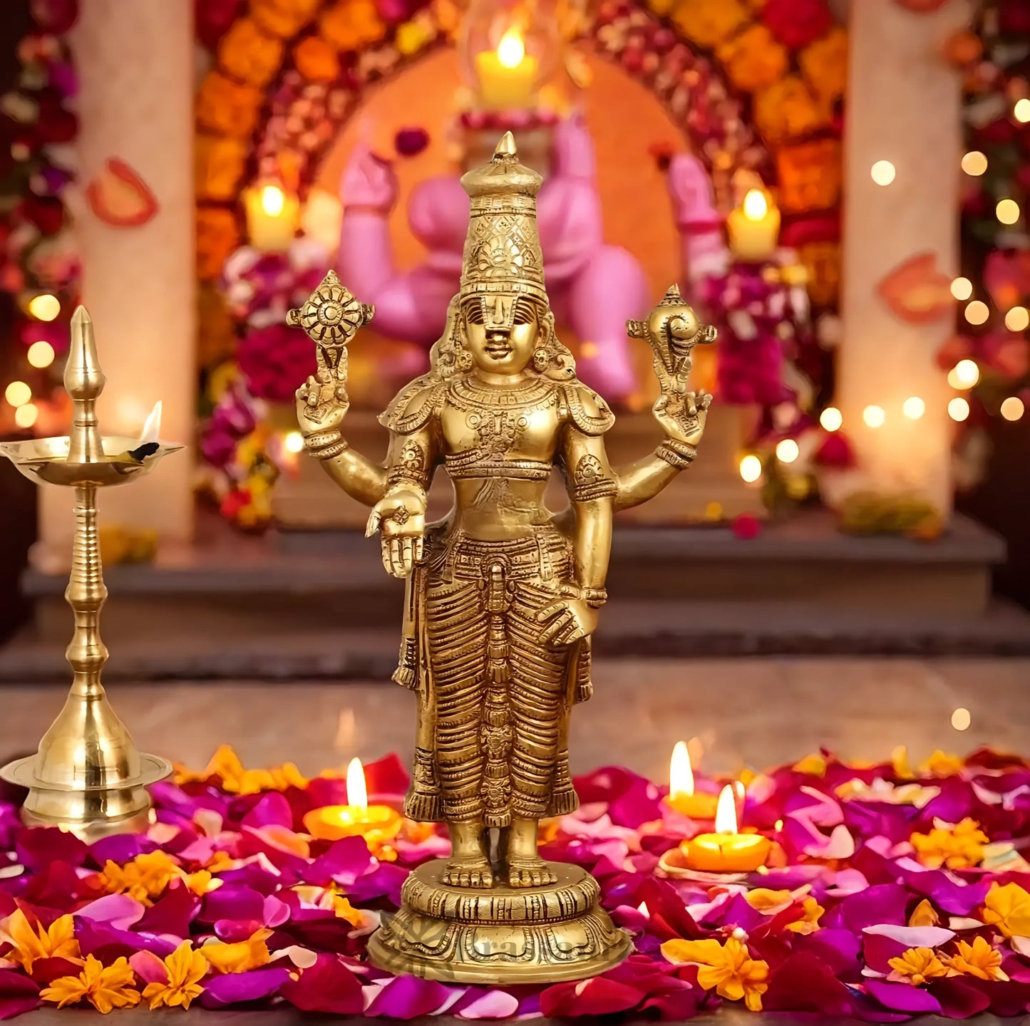 Brassaura™ Handcrafted Lord Venkateshwara Swamy Brass Idol – 18 Inches, 7 Kgs