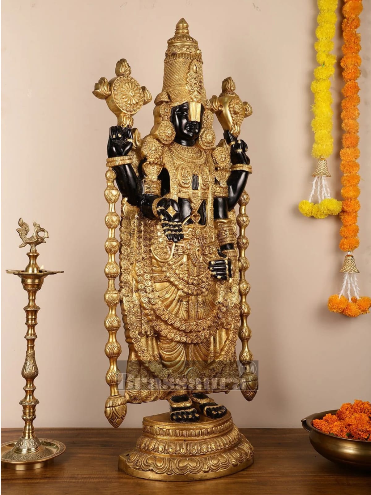 Brassaura™ Majestic Brass Lord Venkateshwara Idol – 48 Inches, 49 Kgs