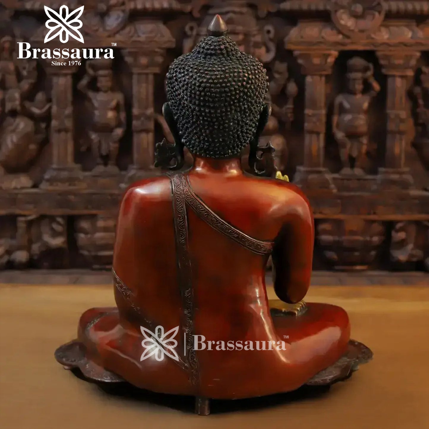 Brass Buddha For Home And Décor Weight 15.86 kg Height 19 Inch
