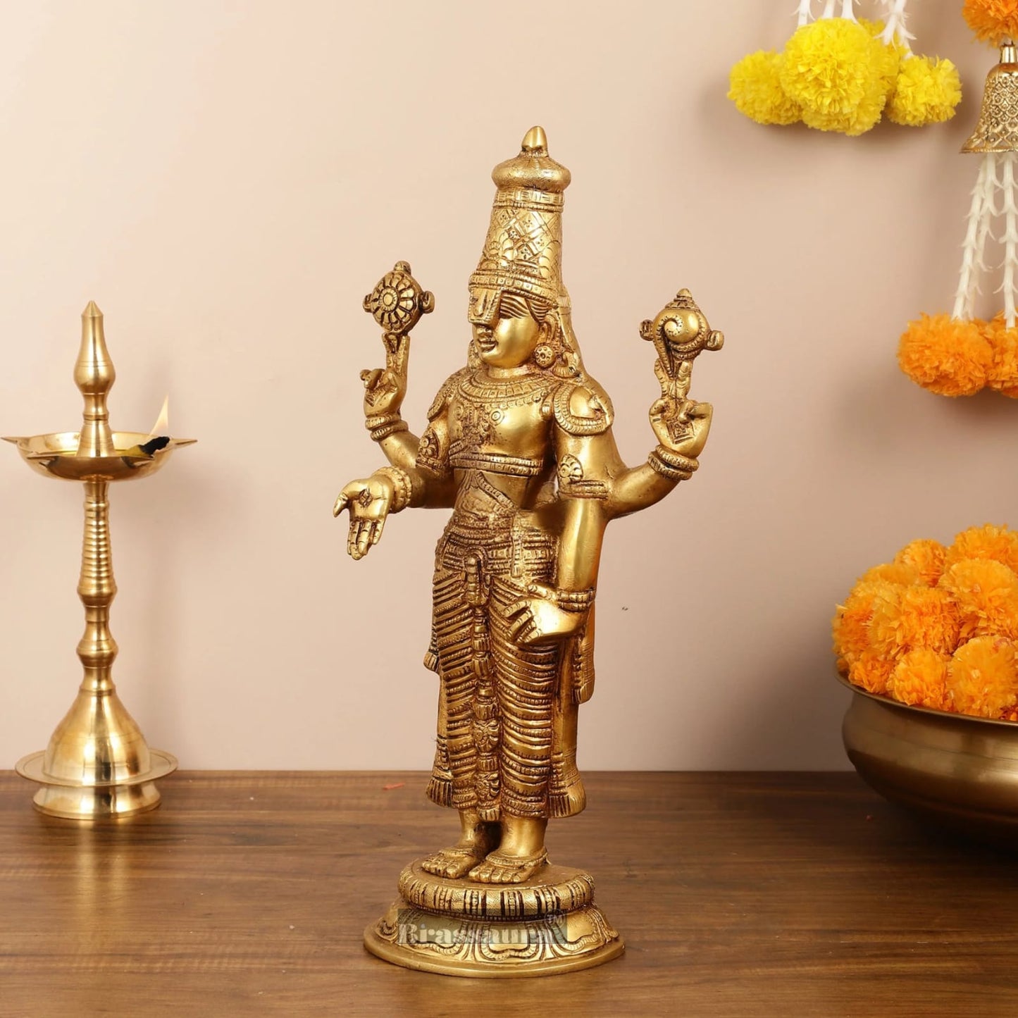 Brassaura™ Handcrafted Lord Venkateshwara Swamy Brass Idol – 18 Inches, 7 Kgs