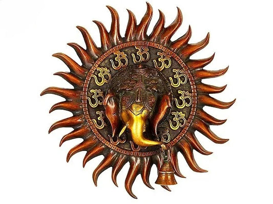 Brassaura™ OM (AUM) Ganesha Wall Hanging Brass – Height 10.63 inches | Weight 2.43 kgs