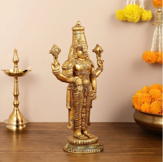 Brassaura® Handcrafted Lord Venkateshwara Swamy Brass Idol – 18 Inches