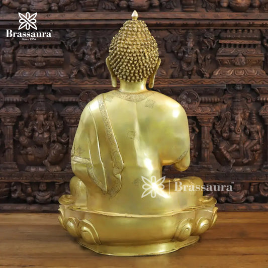 Brass Buddha For Home And Décor Weight 41.56 kg Height 35 Inch