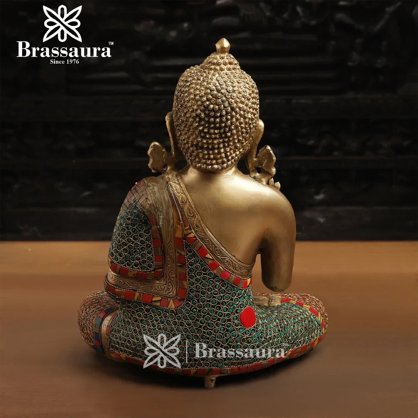 Brass Buddha For Home Décor And Gift Items Weight 6.24 Kg And Height 12.5 Inch