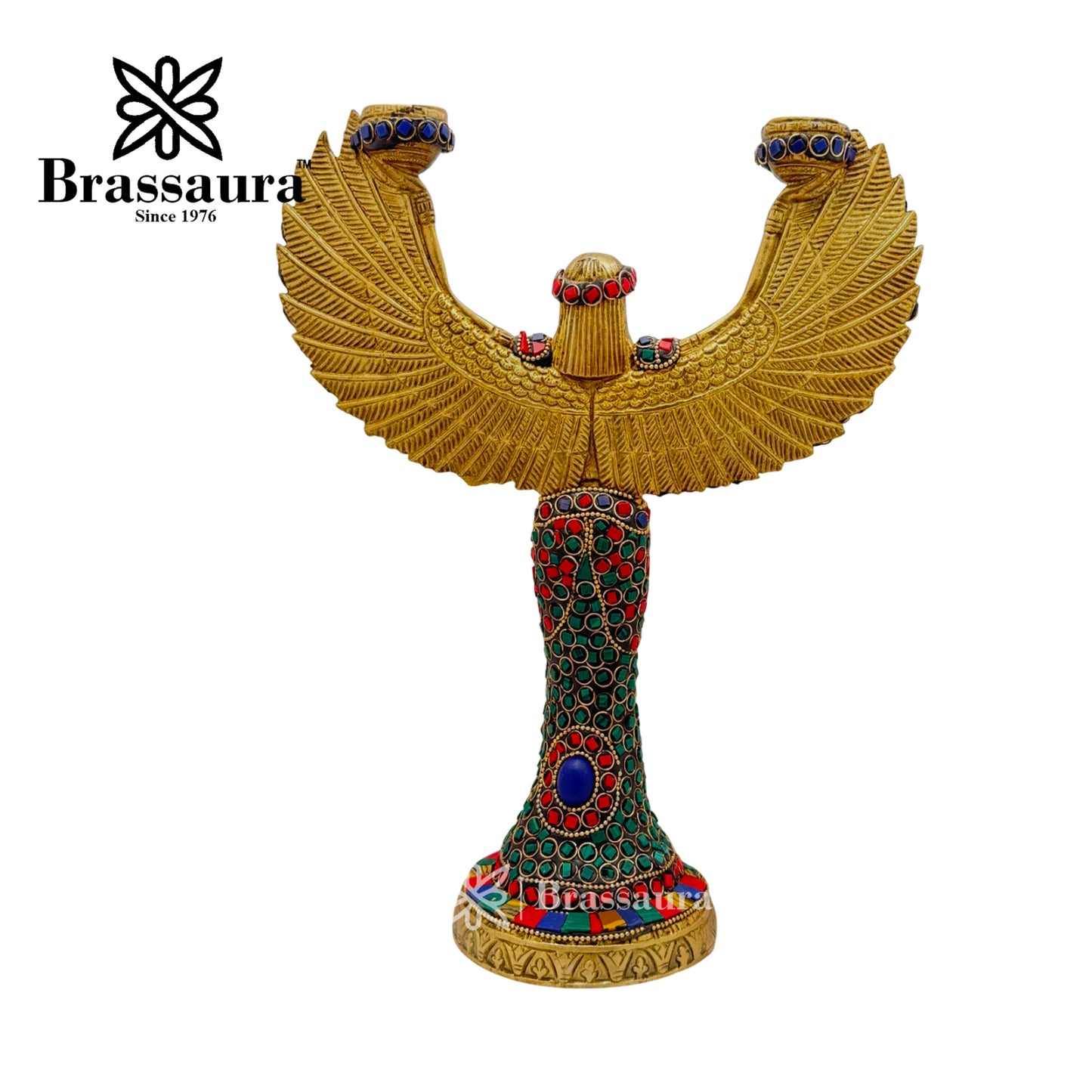 घर और सजावट के लिए पीतल रत्न जड़ित महिला मूर्ति, वज़न 2.2 किग्रा, ऊँचाई 29 सेमी